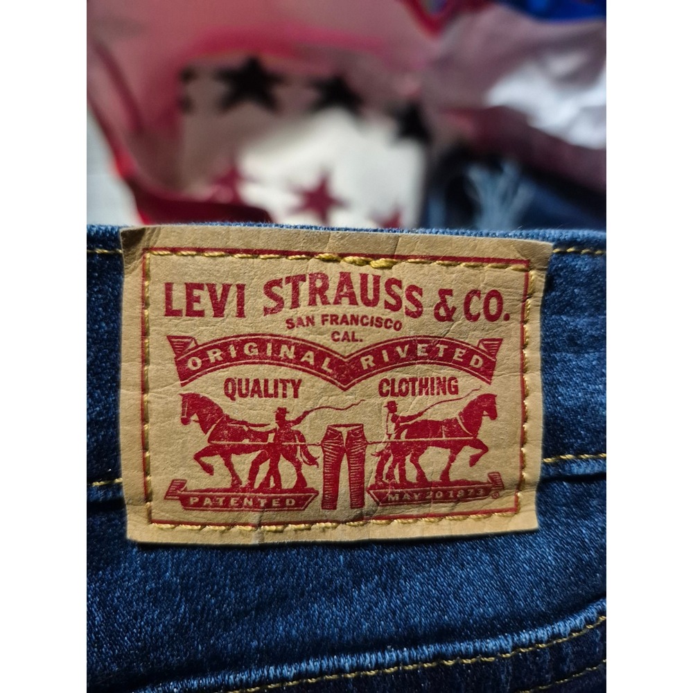 Levis 724 High Rise Straight Crop Jeans Blue Distressed Denim Womens Size 26 - Picture 5 of 5